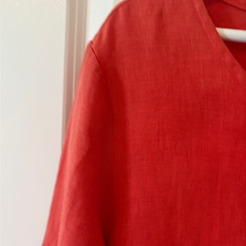 Bryn Walker Womens Flowy Blouse Top Lagenlook 100% Cotton Guazy Red L - Picture 5 of 12